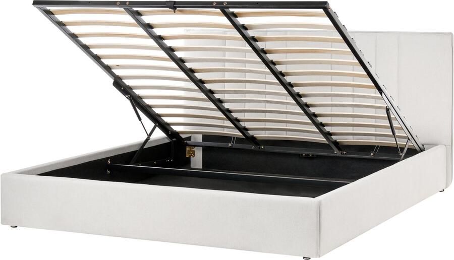 Beliani TARASCON Tweepersoonsbed Lichtbeige 180 x 200 cm Stof