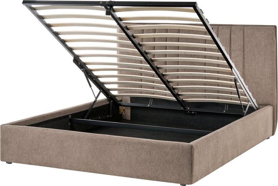 Beliani TARASCON Tweepersoonsbed Taupe 140 x 200 cm Stof