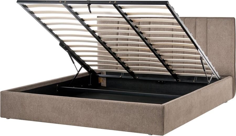 Beliani TARASCON Tweepersoonsbed Taupe 180 x 200 cm Stof