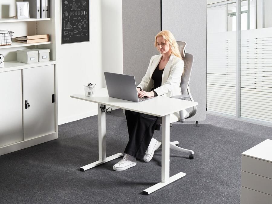 Beliani Elektrisch verstelbaar sta-bureau TAVARES Wit 120 cm 60 cm - Foto 2