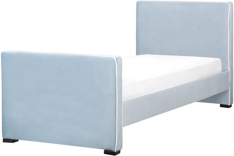Beliani TEENIE Eenpersoonsbed Lichtblauw 90 x 200 cm Fluweel