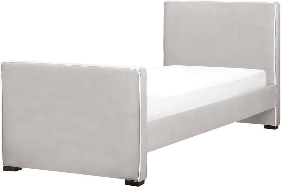 Beliani TEENIE Eenpersoonsbed Lichtgrijs 90 x 200 cm Fluweel