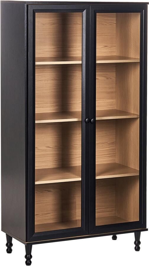 Beliani TINGLEDALE Vitrinekast Zwart 80 cm Hout