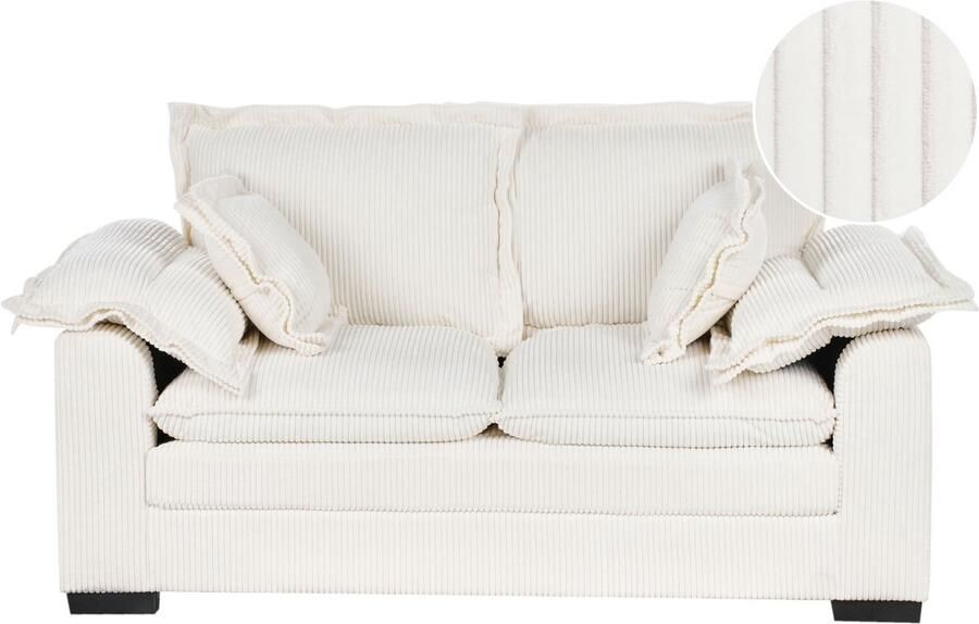 Beliani Bank TIRRO Corduroy Wit 2-zitter