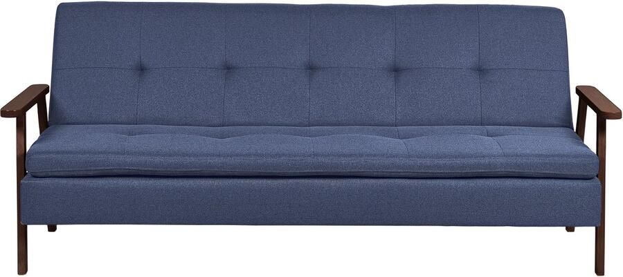 Beliani TJORN Slaapbank Marineblauw Donkerhout Polyester