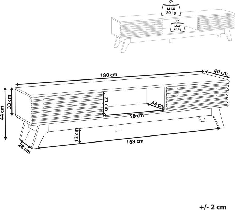 Beliani TOLEDO TV-meubel Donkerbruin 180 x 40 cm Vezelplaat