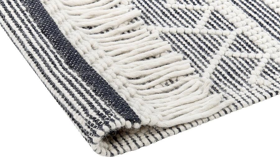 Beliani TOPRAKKALE Modern vloerkleed Gebroken wit 160 x 230 cm Wol