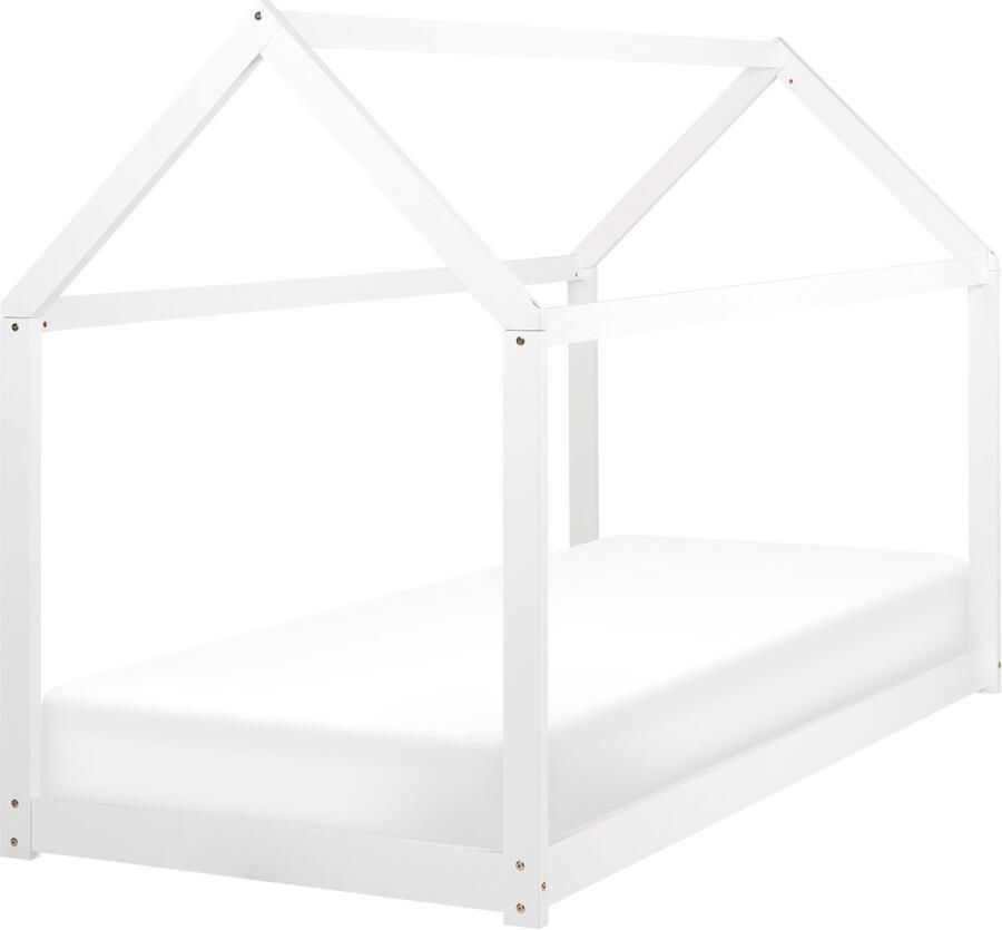 Beliani Kinderbed Huis Dennenhout TOSSE 90 x 200 cm Wit