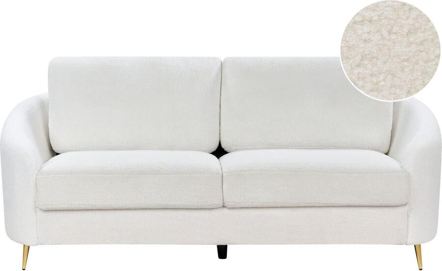 Beliani Bank TROSA Bouclé Wit 3-zitter - Foto 2