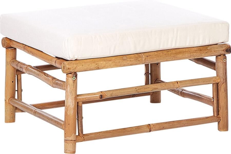 Beliani Tuin ottomaan CERRETO Bamboehout Gebroken wit