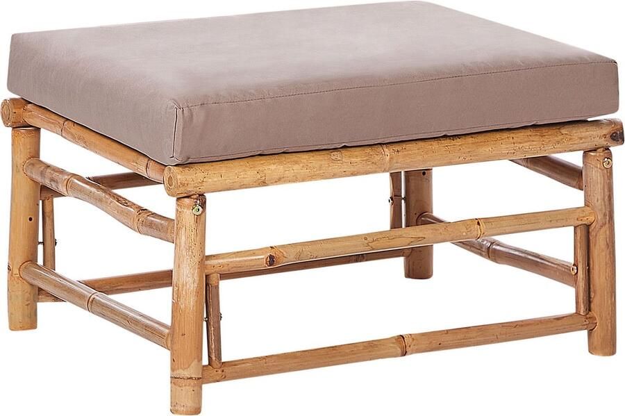Beliani Tuin ottomaan CERRETO Bamboehout Taupe