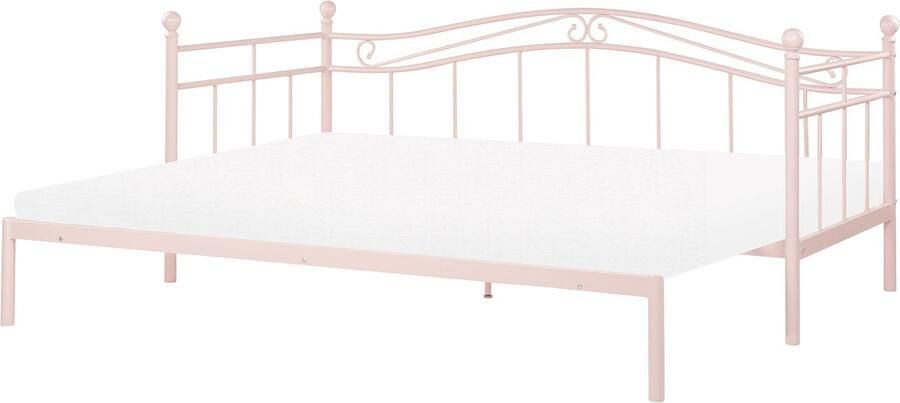 Beliani TULLE Eenpersoonsbed Pastelroze 90 x 200 cm Metaal