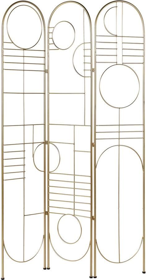 Beliani Roomdivider met 3 panelen TURANIA Goud 100 cm 170 cm