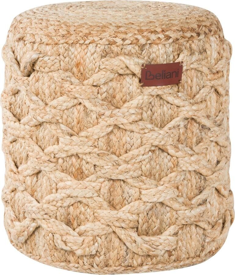 Beliani Poef TURKAN Jute Beige 40 cm 40 cm 40 cm