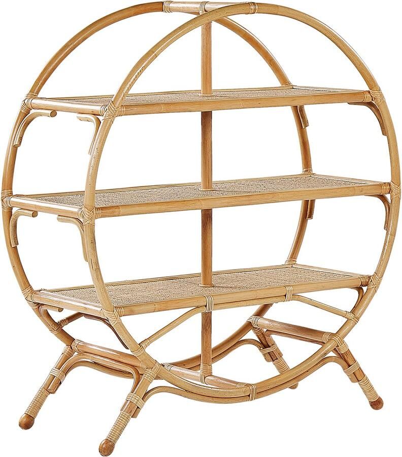 Beliani Boekenkast met 3 planken TUVALU II Rotan 109 cm Natuurlijk