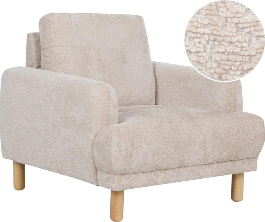 Beliani TUVE Fauteuil Beige Bouclé