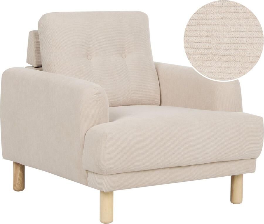 Beliani Fauteuil TUVE Corduroy Lichtbeige