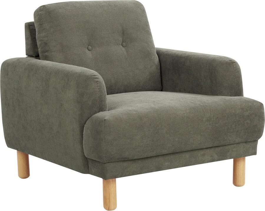 Beliani Fauteuil TUVE Corduroy Donkergroen - Foto 2