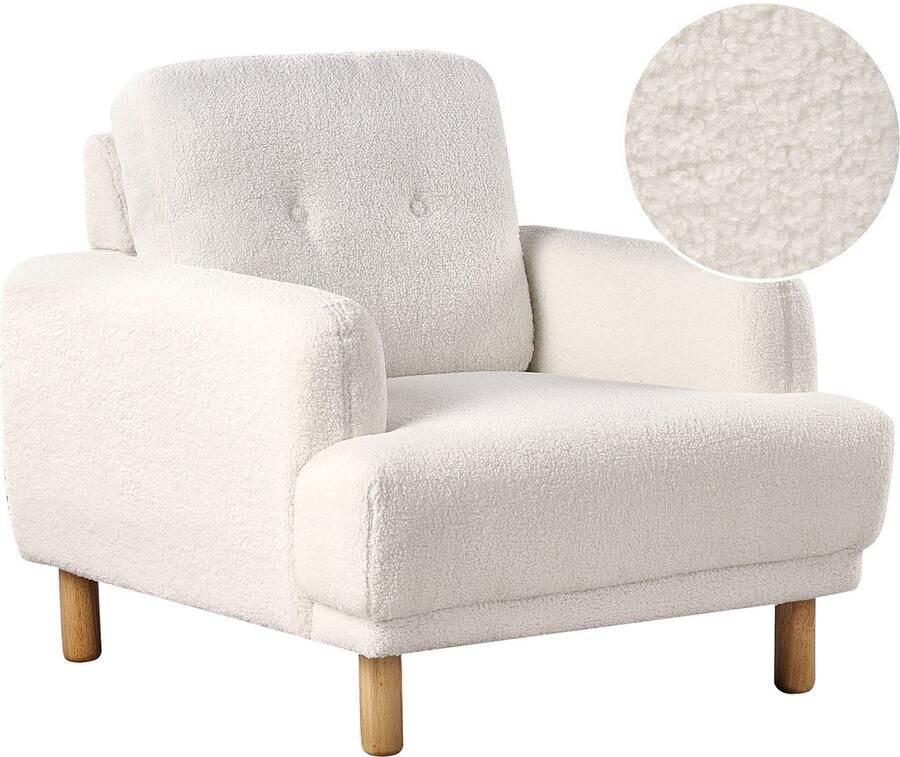 Beliani TUVE Fauteuil Wit Bouclé