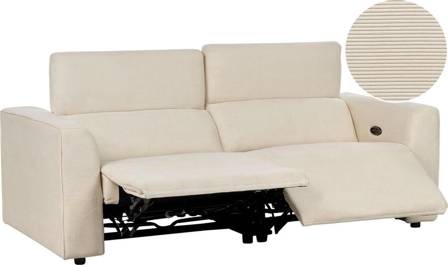 Beliani Elektrisch verstelbare bank ULVEN Corduroy Beige met USB-poort 2-zitter