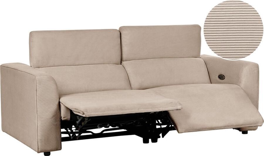 Beliani Elektrisch verstelbare bank ULVEN Corduroy Zandbeige met USB-poort 2-zitter