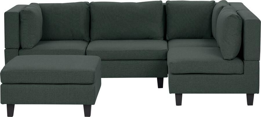 Beliani UNSTAD 4-zitsbank met ottomaan Donkergroen Links Polyester