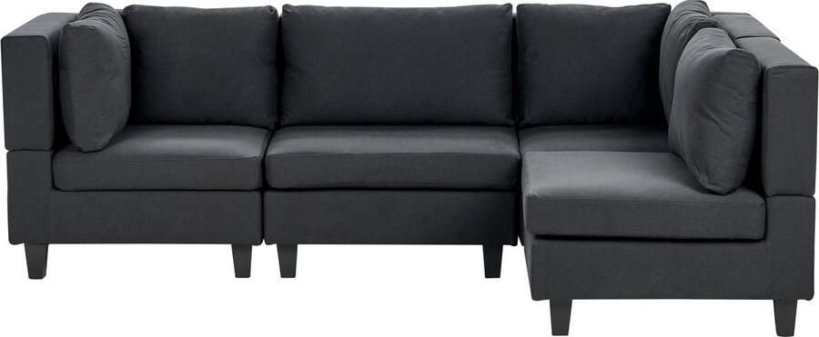 Beliani UNSTAD 4-zitsbank modulair Zwart Linkszijdig Polyester