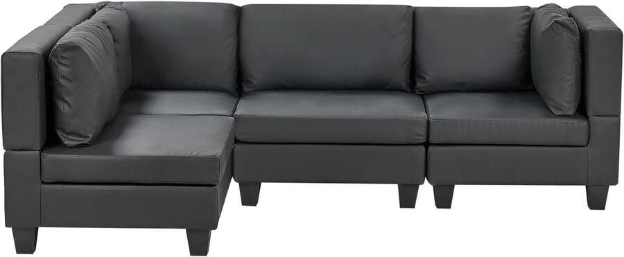 Beliani UNSTAD 4-zitsbank modulair Zwart Rechtszijdig Kunstleer