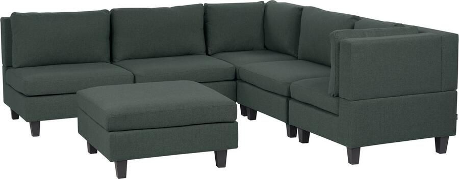 Beliani UNSTAD 5-zitsbank met ottomaan Donkergroen Links Polyester