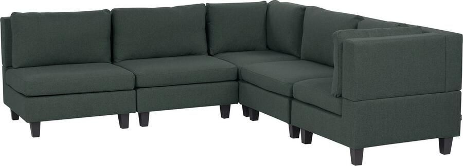Beliani UNSTAD 5-zitsbank modulair Donkergroen Linkszijdig Polyester