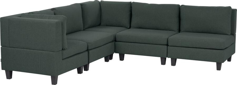 Beliani UNSTAD 5-zitsbank modulair Donkergroen Rechtszijdig Polyester