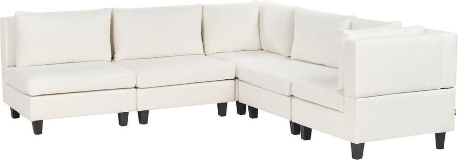 Beliani UNSTAD 5-zitsbank modulair Wit Linkszijdig Polyester