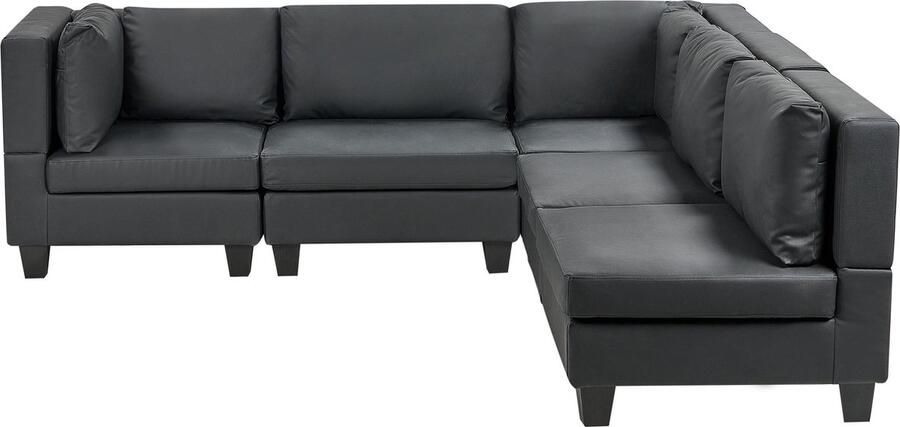 Beliani UNSTAD 5-zitsbank modulair Zwart Linkszijdig Kunstleer