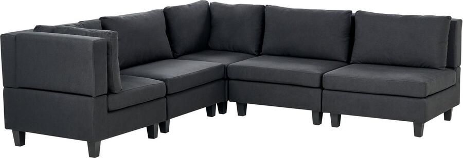 Beliani UNSTAD 5-zitsbank modulair Zwart Rechtszijdig Polyester