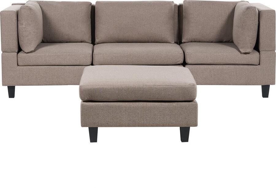 Beliani UNSTAD Driezitsbank met ottomaan Bruin Polyester