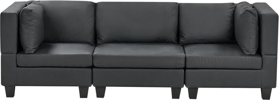 Beliani UNSTAD Driezitsbank Zwart Kunstleer