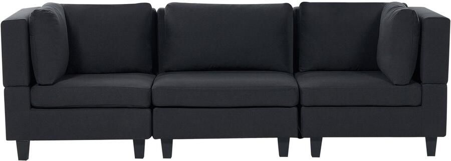 Beliani UNSTAD Driezitsbank Zwart Polyester