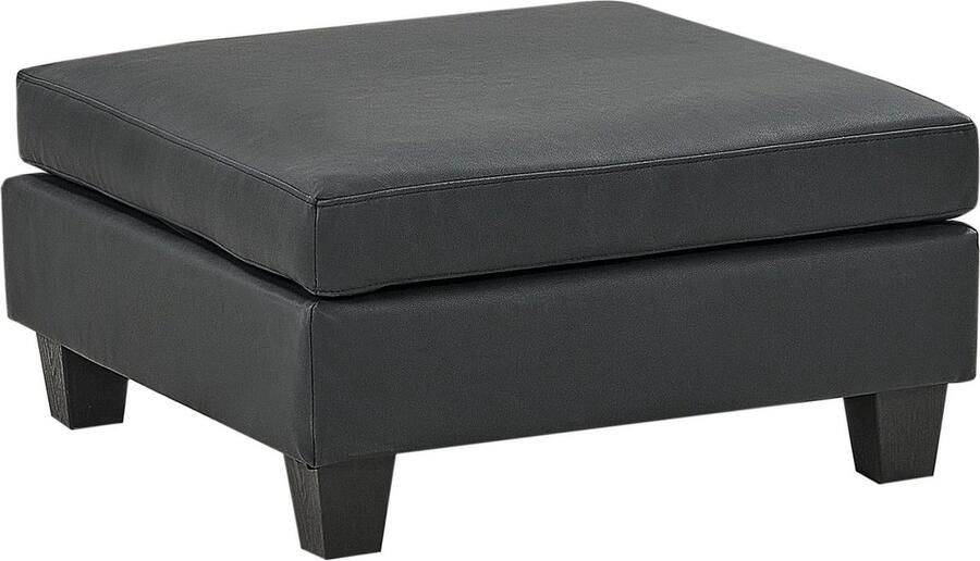 Beliani UNSTAD Ottomaan-Zwart-Kunstleer