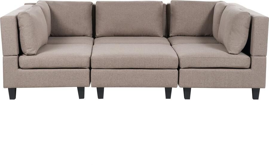 Beliani UNSTAD Moduliare bank met ottomaan Bruin 5-zits Polyester