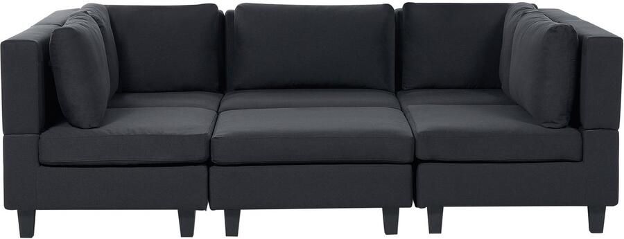 Beliani UNSTAD Moduliare bank met ottomaan Zwart 5-zits Polyester