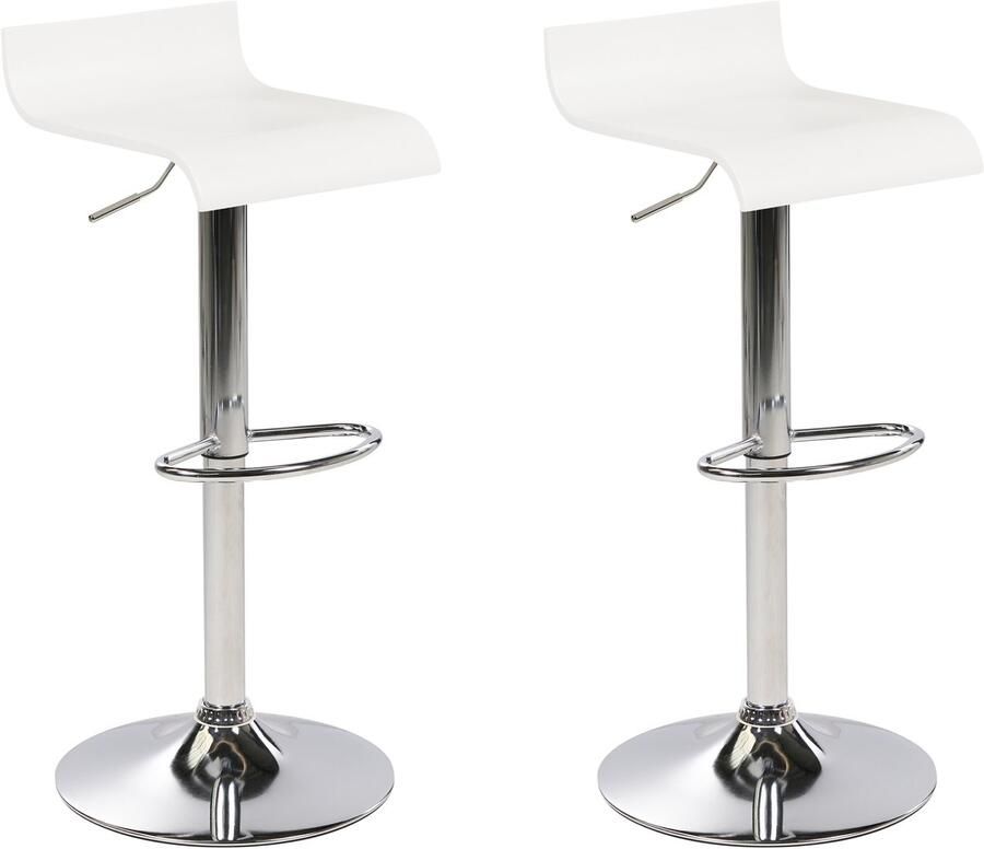 Beliani VALENCIA Barkruk set van 2 verstelbaar Wit Multiplex - Foto 2