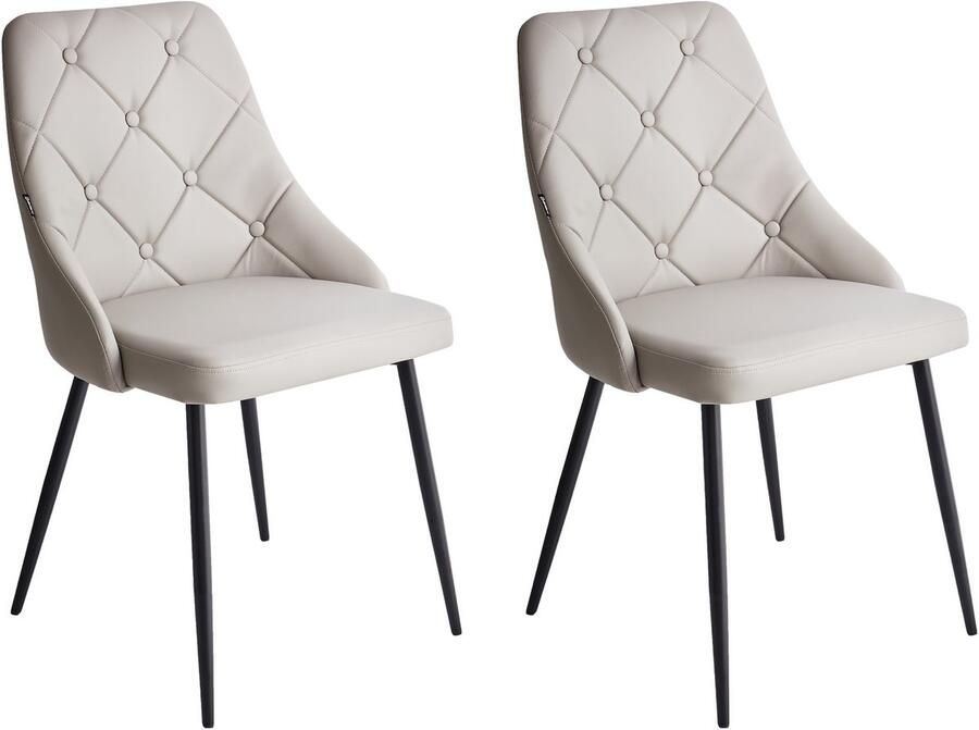 Beliani Set van 2 eetkamerstoelen VALERIE Kunstleer Lichtgrijs