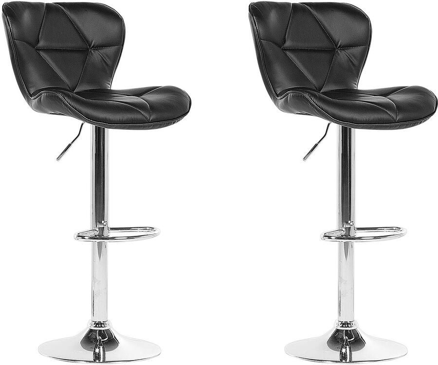 Beliani Set van 2 barstoelen VALETTA Kunstleer Draaibaar Zwart