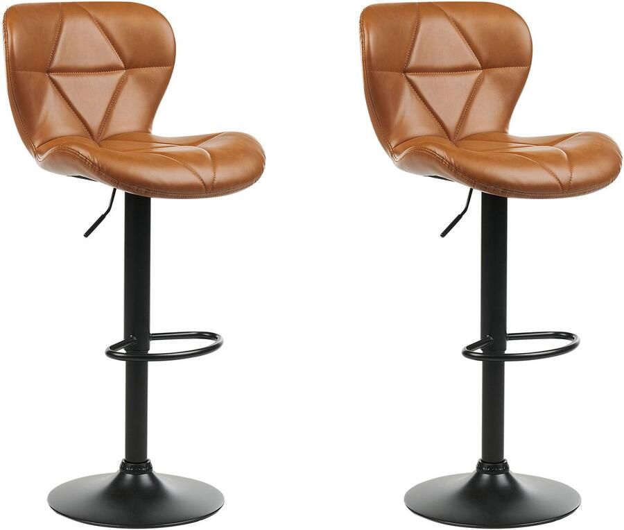 Beliani VALETTA II Barkruk set van 2 Goudbruin Kunstleer