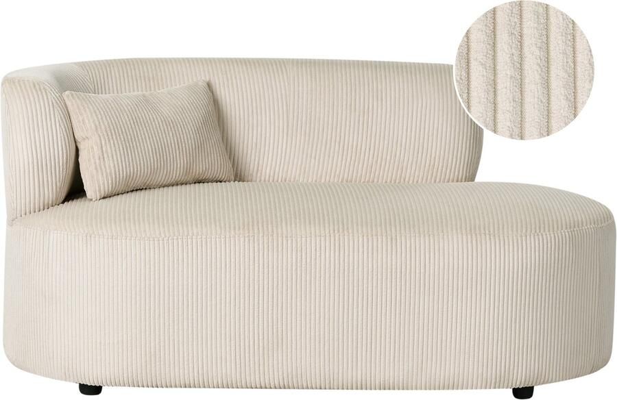 Beliani VANVEY Chaise longue Beige Linkszijdig Corduroy