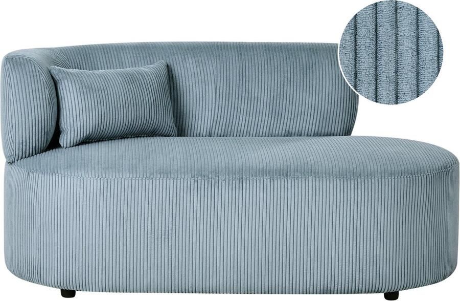 Beliani VANVEY Chaise longue Blauw Linkszijdig Corduroy