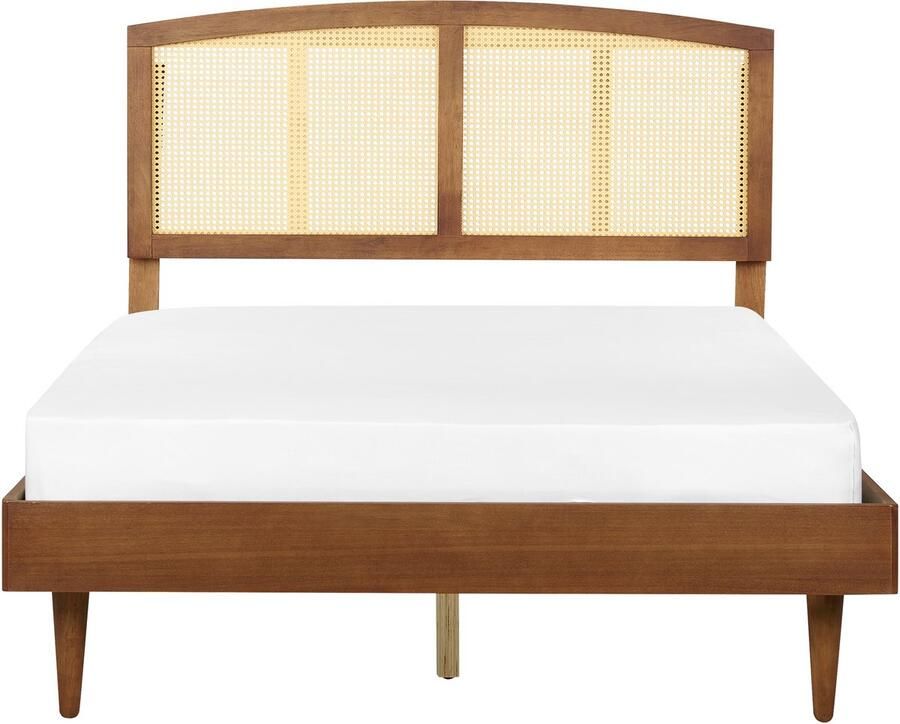 Beliani Bed met LED-verlichting Rotan VARZY 140 x 200 cm Bruin
