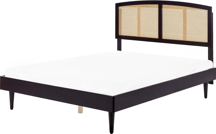 Beliani VARZY Bed Zwart 160 x 200 cm Rubberhout