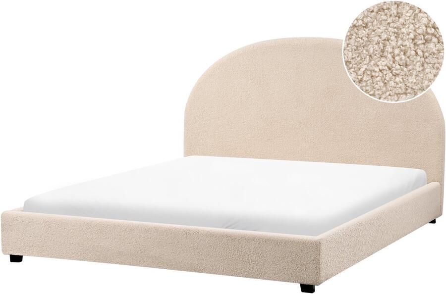 Beliani VAUCLUSE Waterbed Beige 160 x 200 cm Bouclé