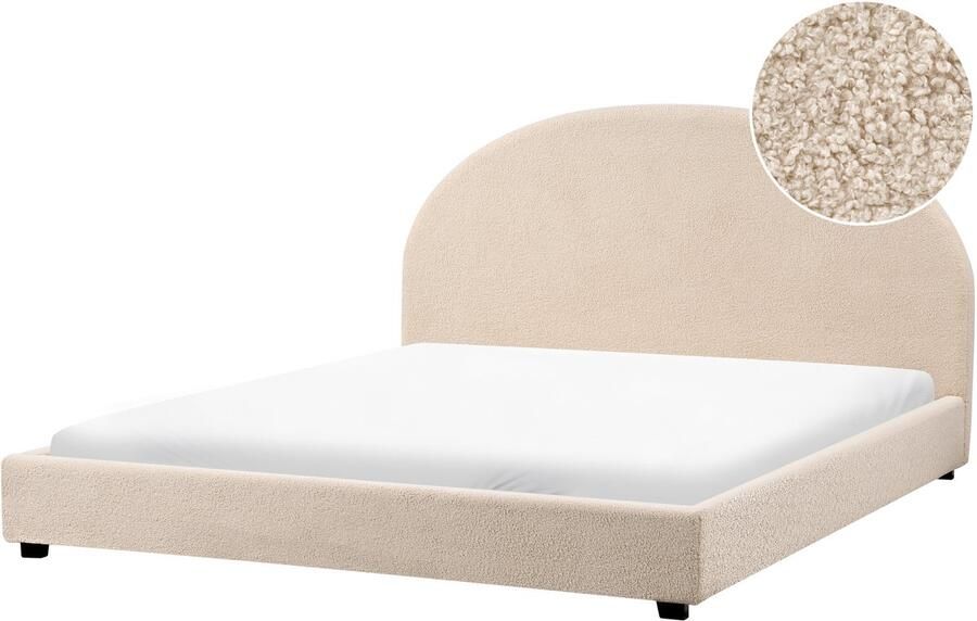 Beliani VAUCLUSE Waterbed Beige 180 x 200 cm Bouclé
